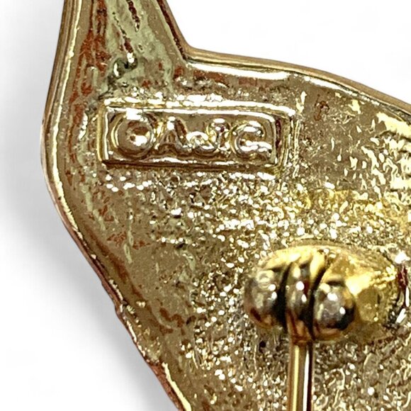 Vintage AJC Stylized Minimalist Grumpy Cat Brooch Gold Tone 3" - Picture 4 of 5